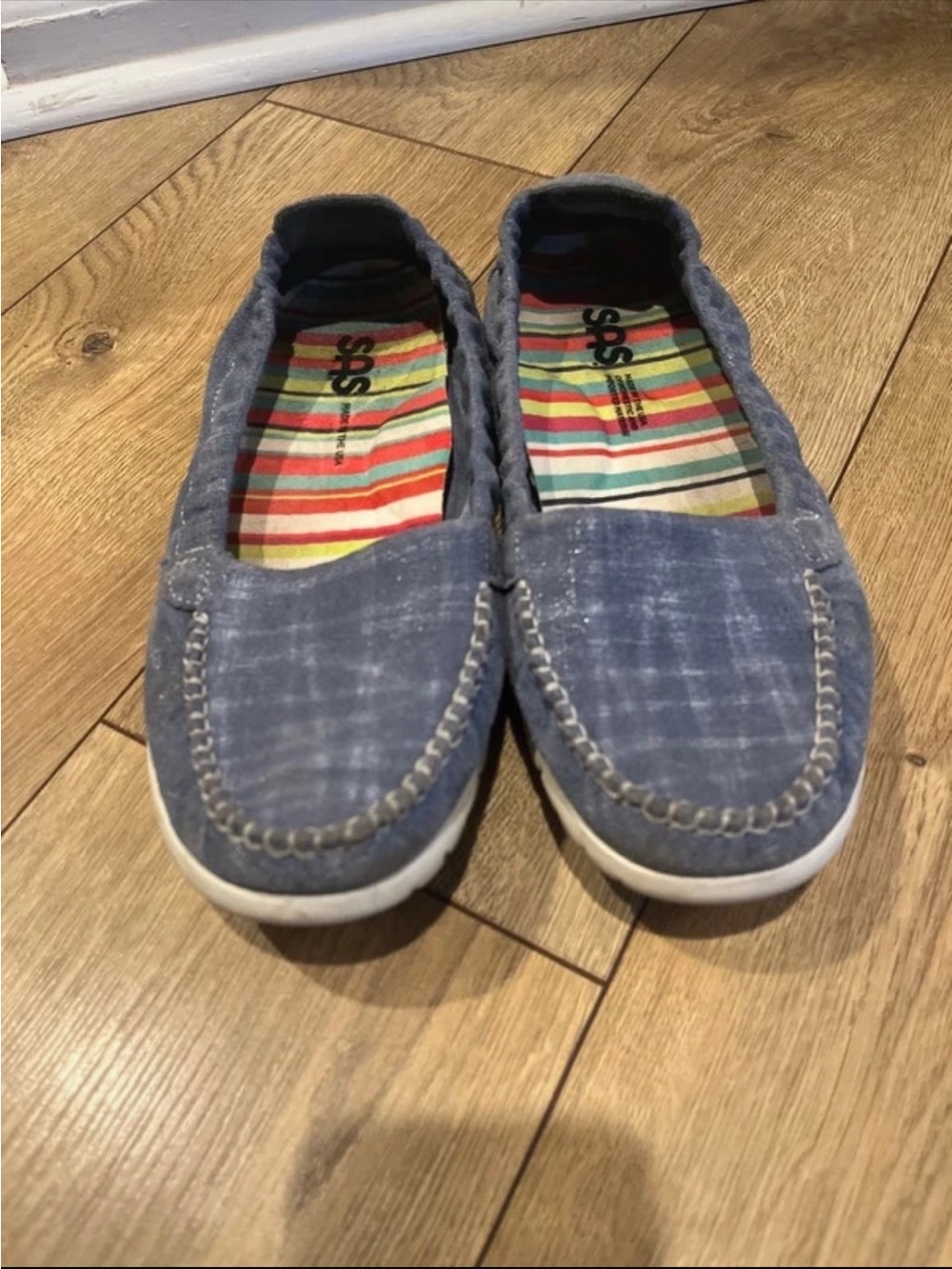 SAS Women’s Blue Slip-On Moccasin Sneakers